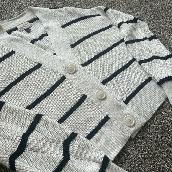 Striped V-Neck Cardigan Sweater - Picture 6 of 7